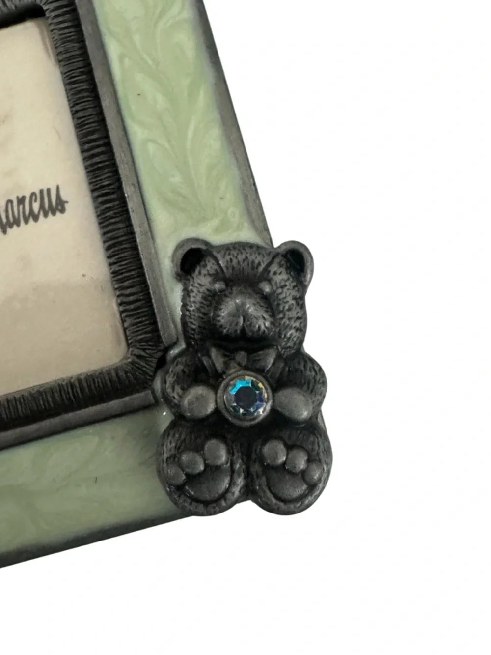 Jay Strongwater Enamel Frame Clip On Swarovski Crystal Teddy Bear